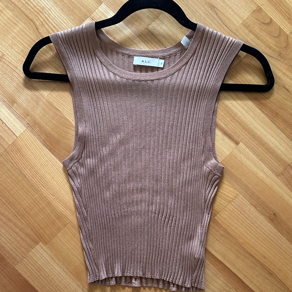 A.L.C. Ribbed Sleeveless Tank Top - Mauve